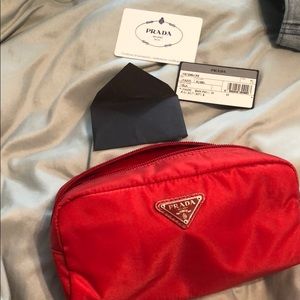 Prada square Vella Rosso makeup case